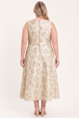 GILDED ROSE WOVEN MIDI DRESS - Flying Tomato - Flyclothing LLC