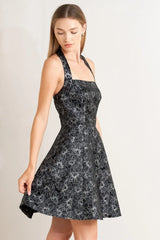 MYSTIC HOUR WOVEN JACQUARD MINI DRESS - Flying Tomato - Flyclothing LLC