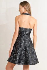 MYSTIC HOUR WOVEN JACQUARD MINI DRESS - Flying Tomato - Flyclothing LLC