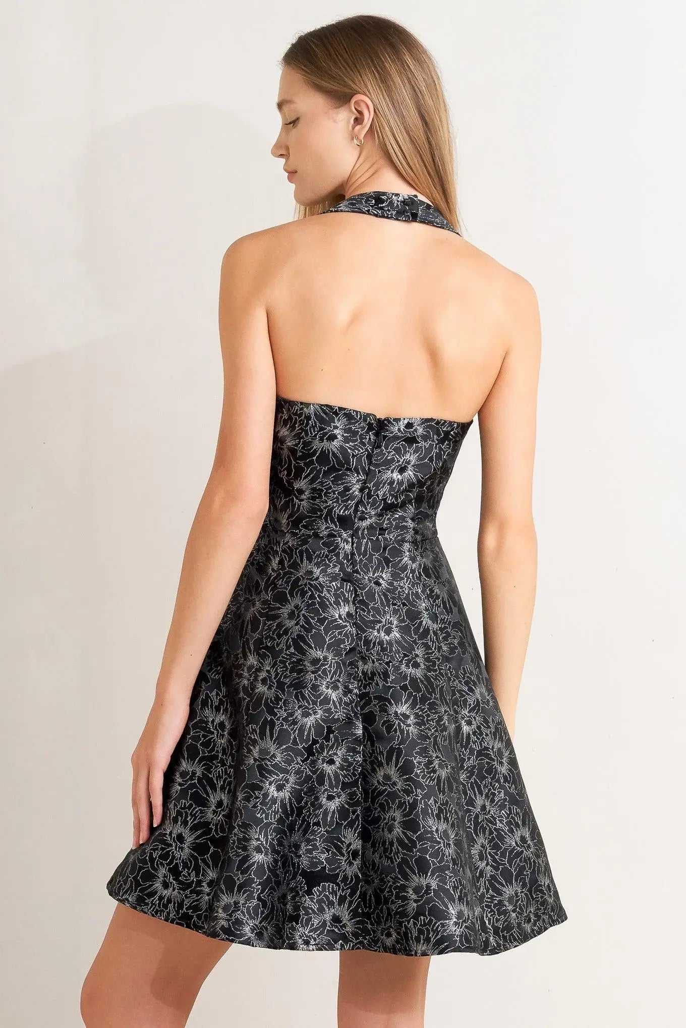 MYSTIC HOUR WOVEN JACQUARD MINI DRESS - Flying Tomato - Flyclothing LLC