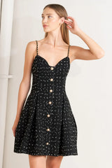 FRENCH CODE WOVEN TWEED MINI DRESS - Flying Tomato - Flyclothing LLC