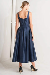 FEMME SILHOUETTE WOVEN MIDI DRESS - Flying Tomato - Flyclothing LLC