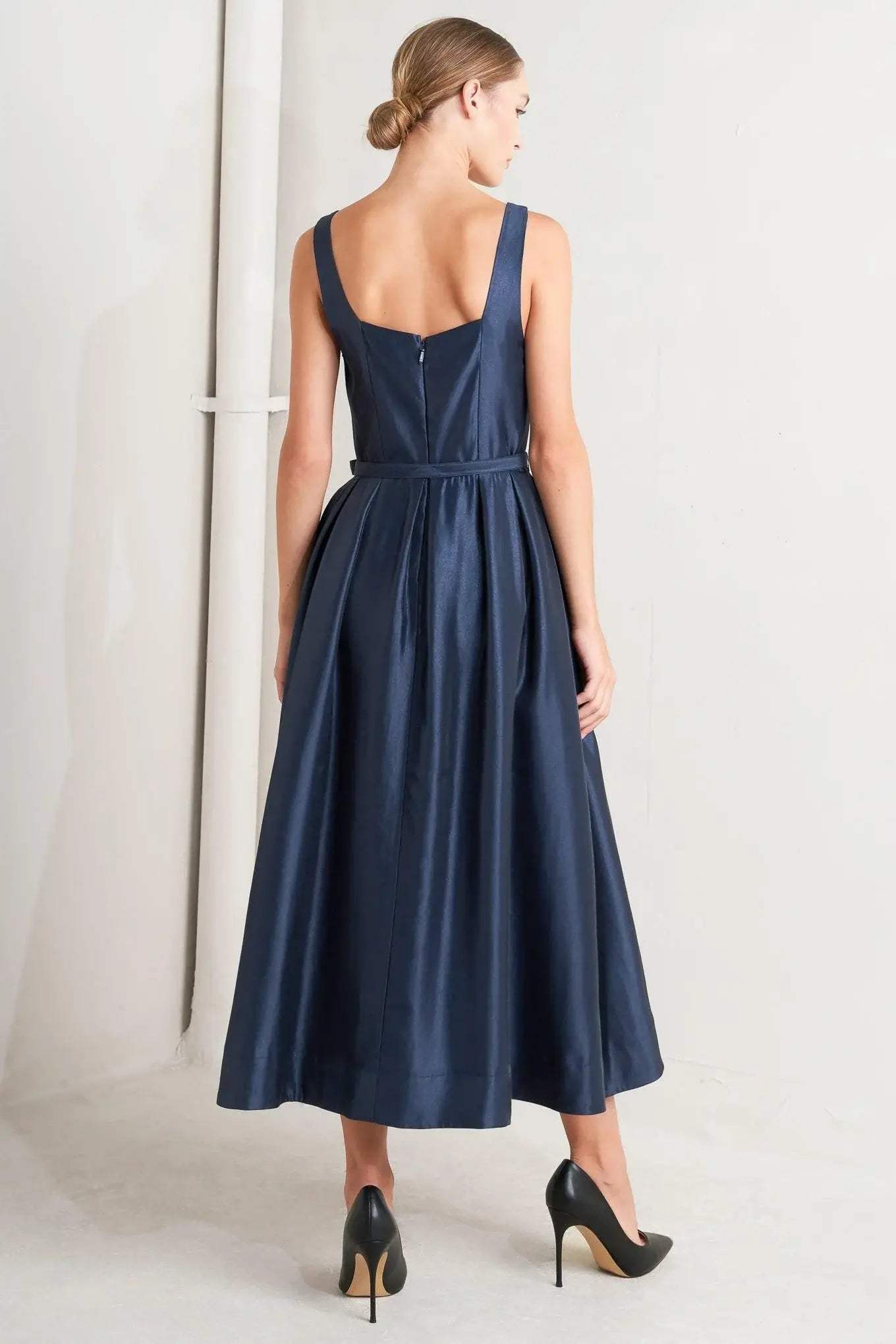 FEMME SILHOUETTE WOVEN MIDI DRESS - Flying Tomato - Flyclothing LLC