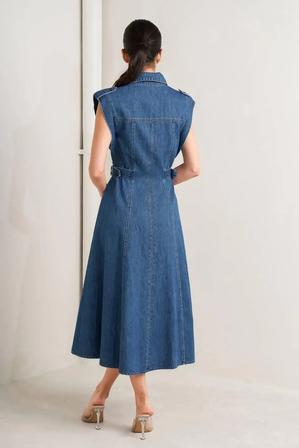 ICON VINTAGE DENIM MIDI DRESS - Flying Tomato - Flyclothing LLC