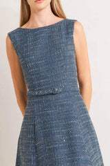 VINTAGE VIBE BOUCLÉ WOVEN TWEED MIDI DRESS - Flying Tomato - Flyclothing LLC