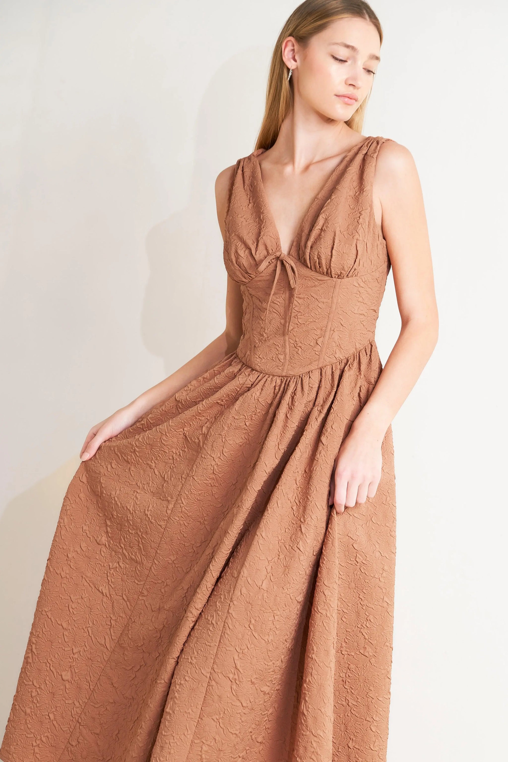 EARTHBOUND CHARM WOVEN MIDI DRESS - Flying Tomato - Flyclothing LLC