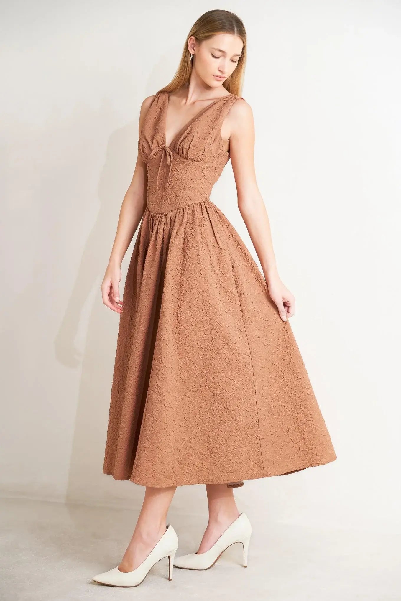 EARTHBOUND CHARM WOVEN MIDI DRESS - Flying Tomato - Flyclothing LLC
