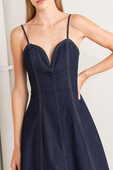 RAW ELEGANCE DENIM MIDI DRESS - Flying Tomato - Flyclothing LLC