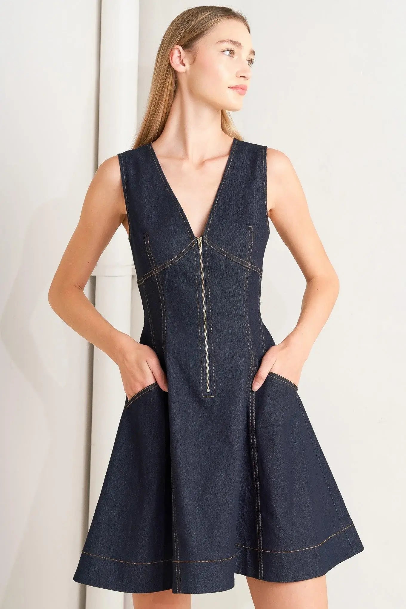 FRESH EDIT DENIM MINI DRESS - Flying Tomato - Flyclothing LLC