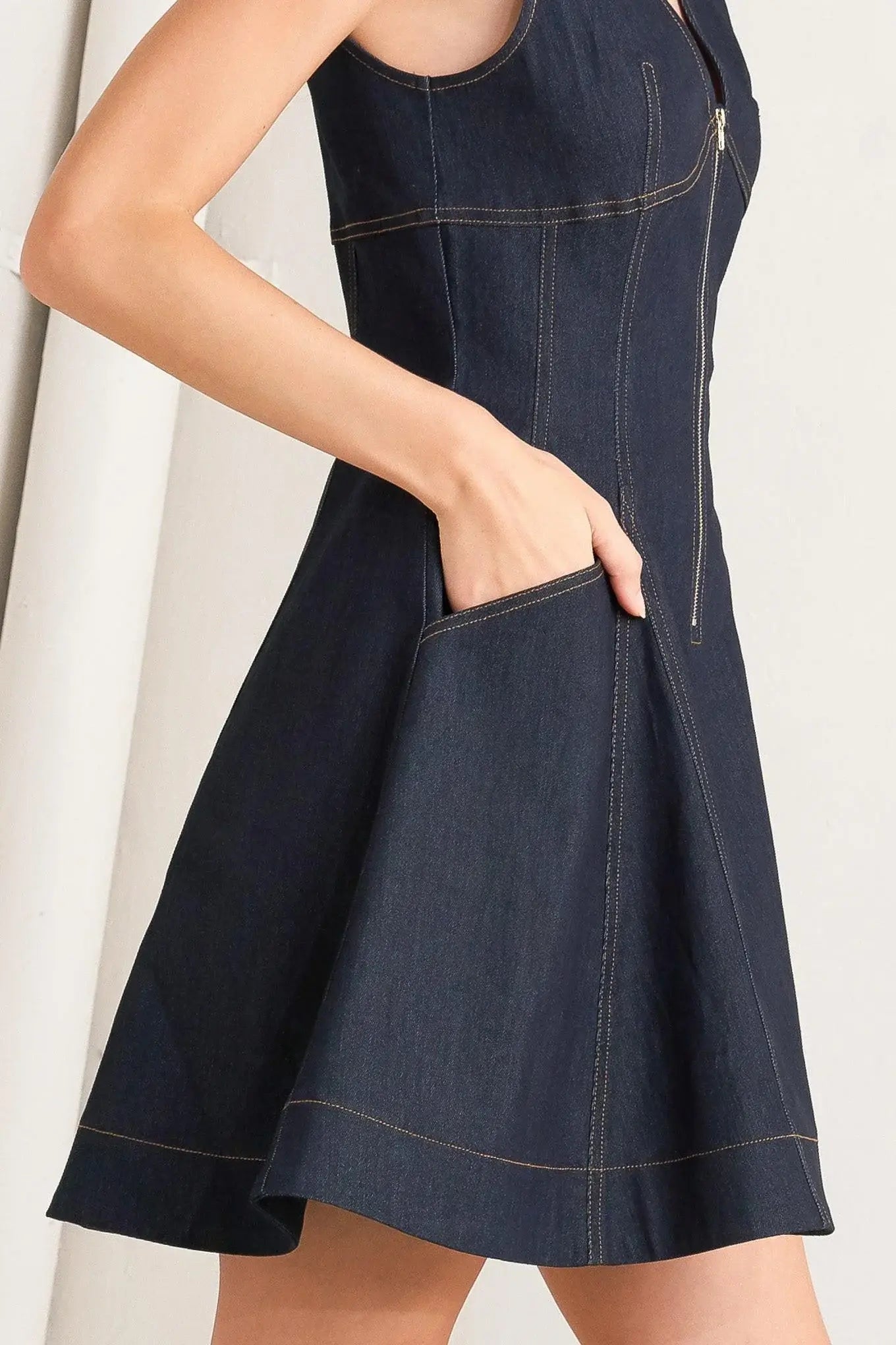 FRESH EDIT DENIM MINI DRESS - Flying Tomato - Flyclothing LLC