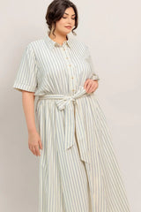 SUNDAY STRIPE WOVEN MIDI DRESS - Flying Tomato - Flyclothing LLC