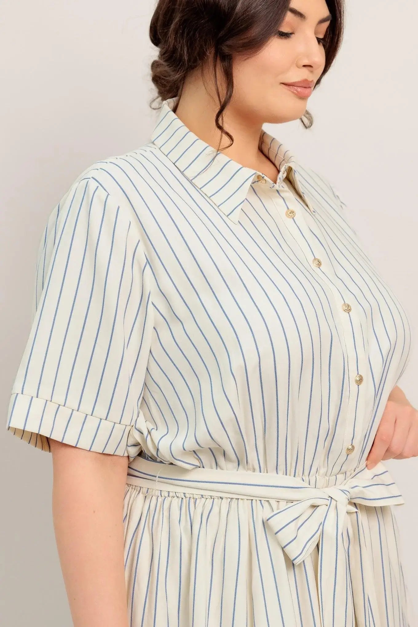 SUNDAY STRIPE WOVEN MIDI DRESS - Flying Tomato - Flyclothing LLC