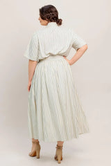 SUNDAY STRIPE WOVEN MIDI DRESS - Flying Tomato - Flyclothing LLC