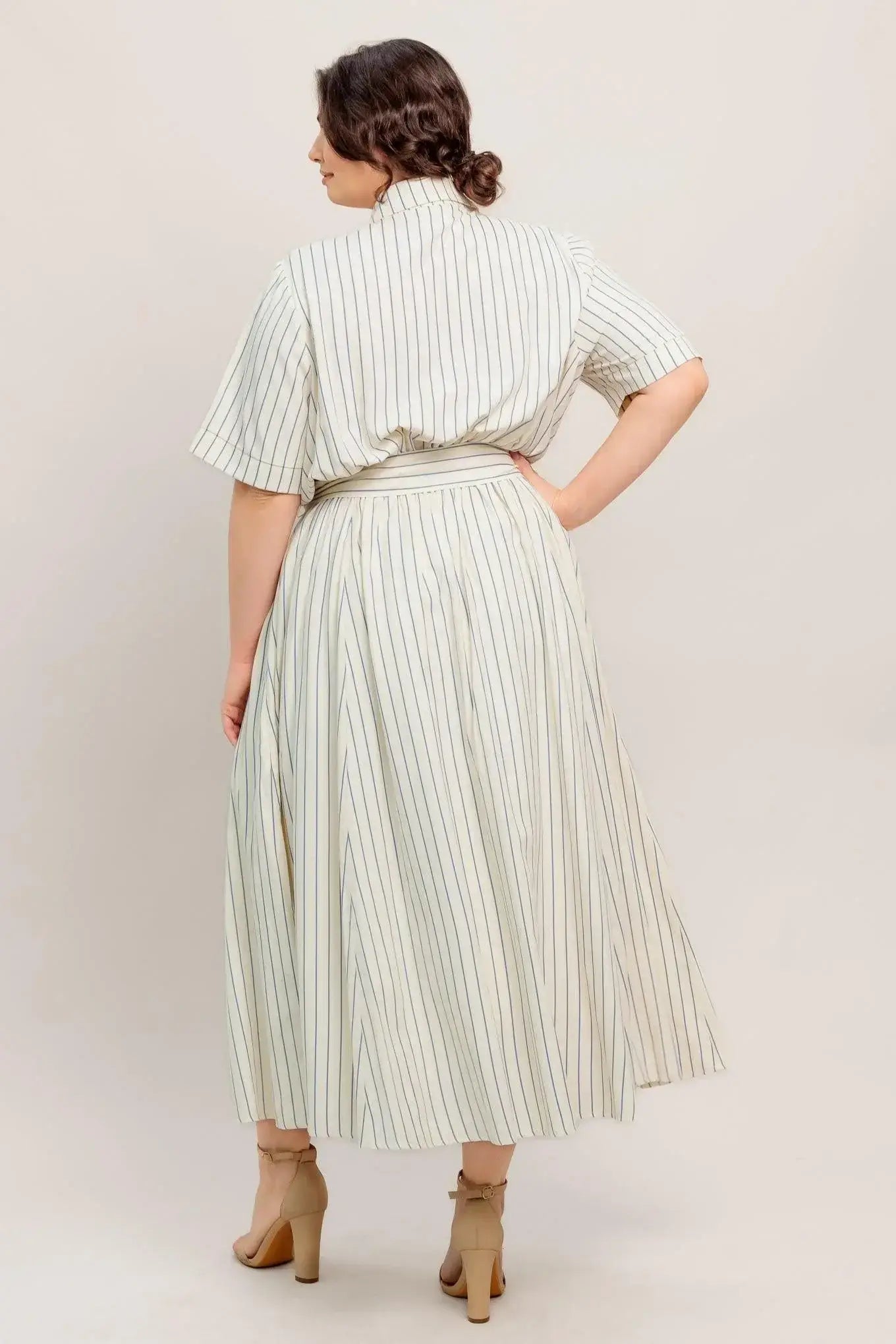SUNDAY STRIPE WOVEN MIDI DRESS - Flying Tomato - Flyclothing LLC