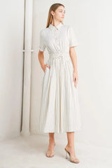 SUNDAY STRIPE WOVEN MIDI DRESS - Flying Tomato - Flyclothing LLC