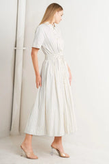 SUNDAY STRIPE WOVEN MIDI DRESS - Flying Tomato - Flyclothing LLC