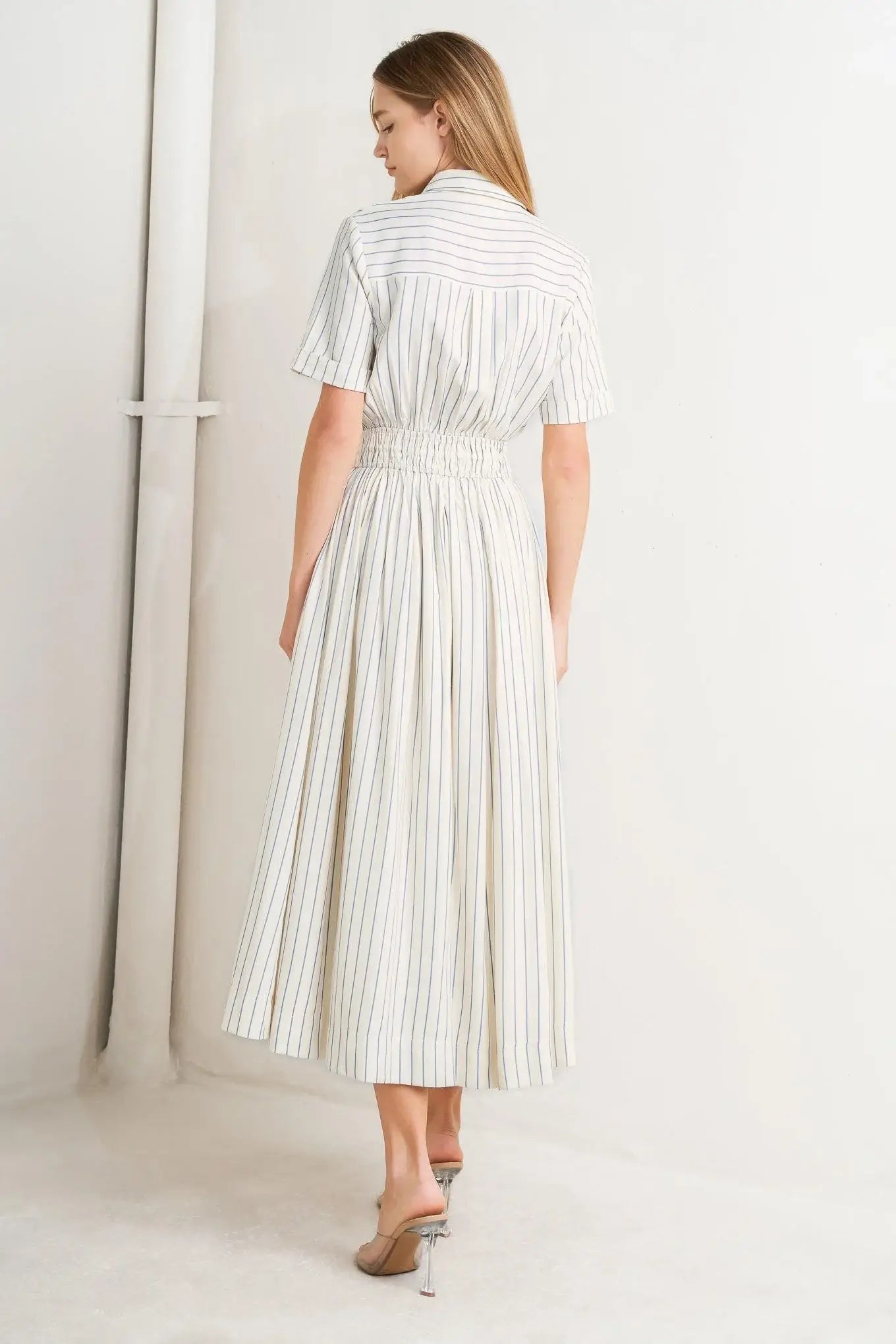 SUNDAY STRIPE WOVEN MIDI DRESS - Flying Tomato - Flyclothing LLC