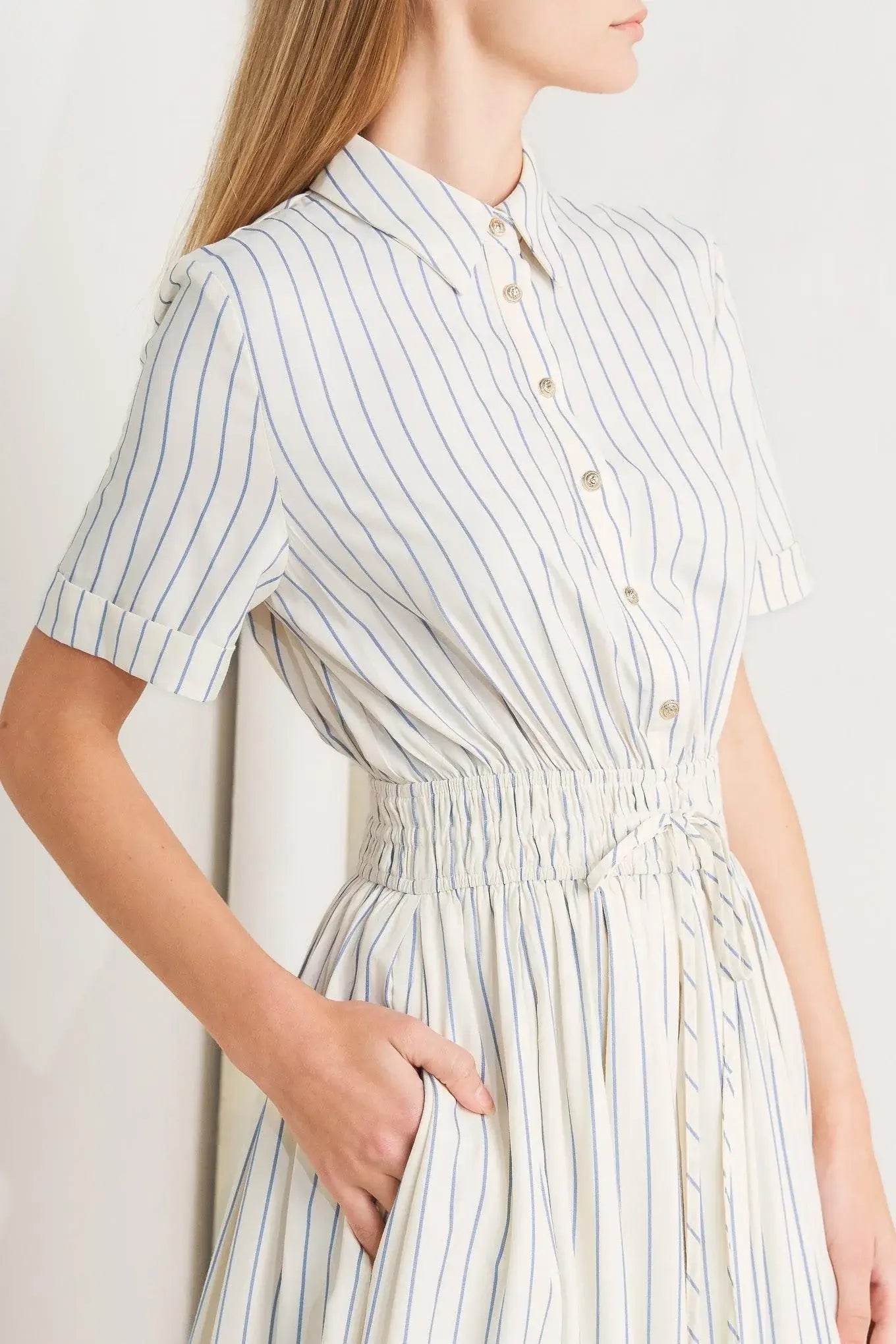 SUNDAY STRIPE WOVEN MIDI DRESS - Flying Tomato - Flyclothing LLC