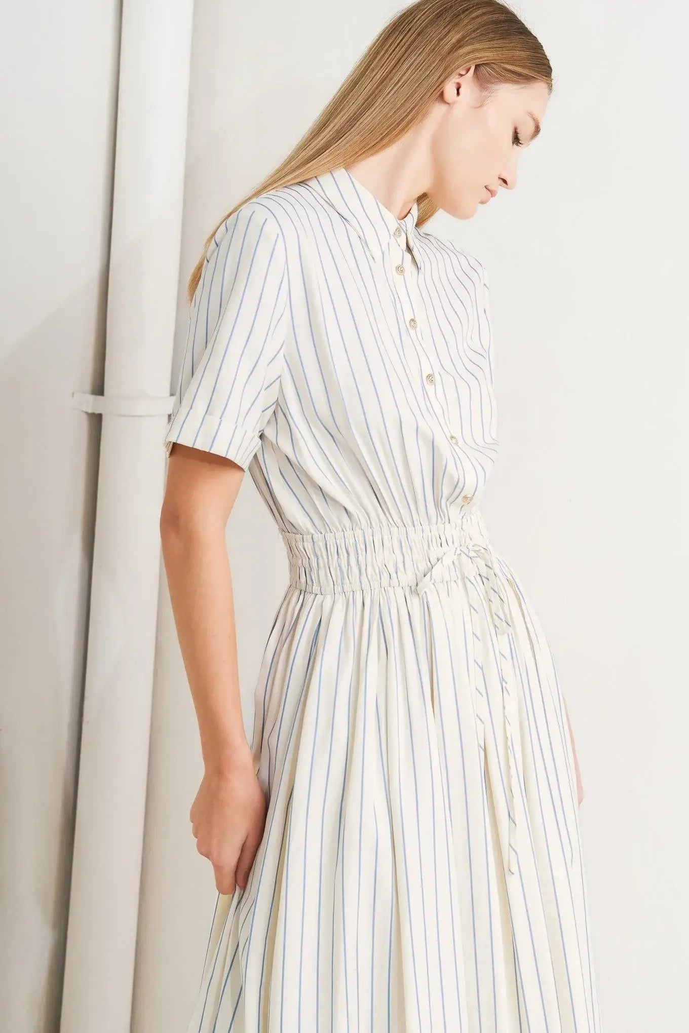 SUNDAY STRIPE WOVEN MIDI DRESS - Flying Tomato - Flyclothing LLC