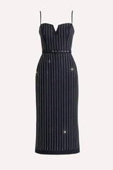 VERTICAL GRACE WOVEN MIDI DRESS - Flying Tomato - Flyclothing LLC