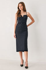 VERTICAL GRACE WOVEN MIDI DRESS - Flying Tomato - Flyclothing LLC