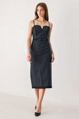VERTICAL GRACE WOVEN MIDI DRESS - Flying Tomato - Flyclothing LLC
