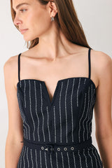 VERTICAL GRACE WOVEN MIDI DRESS - Flying Tomato - Flyclothing LLC