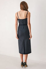 VERTICAL GRACE WOVEN MIDI DRESS - Flying Tomato - Flyclothing LLC
