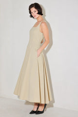 SANDSTONE SERENADE WOVEN MIDI DRESS - Flying Tomato - Flyclothing LLC