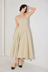 SANDSTONE SERENADE WOVEN MIDI DRESS - Flying Tomato - Flyclothing LLC