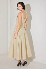 SANDSTONE SERENADE WOVEN MIDI DRESS - Flying Tomato - Flyclothing LLC