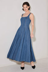 INDIGO SWAY DENIM MIDI DRESS - Flying Tomato - Flyclothing LLC