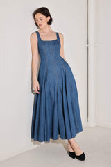 INDIGO SWAY DENIM MIDI DRESS - Flying Tomato - Flyclothing LLC