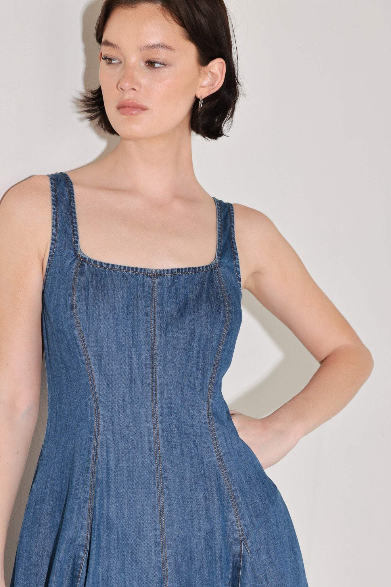 INDIGO SWAY DENIM MIDI DRESS - Flying Tomato - Flyclothing LLC