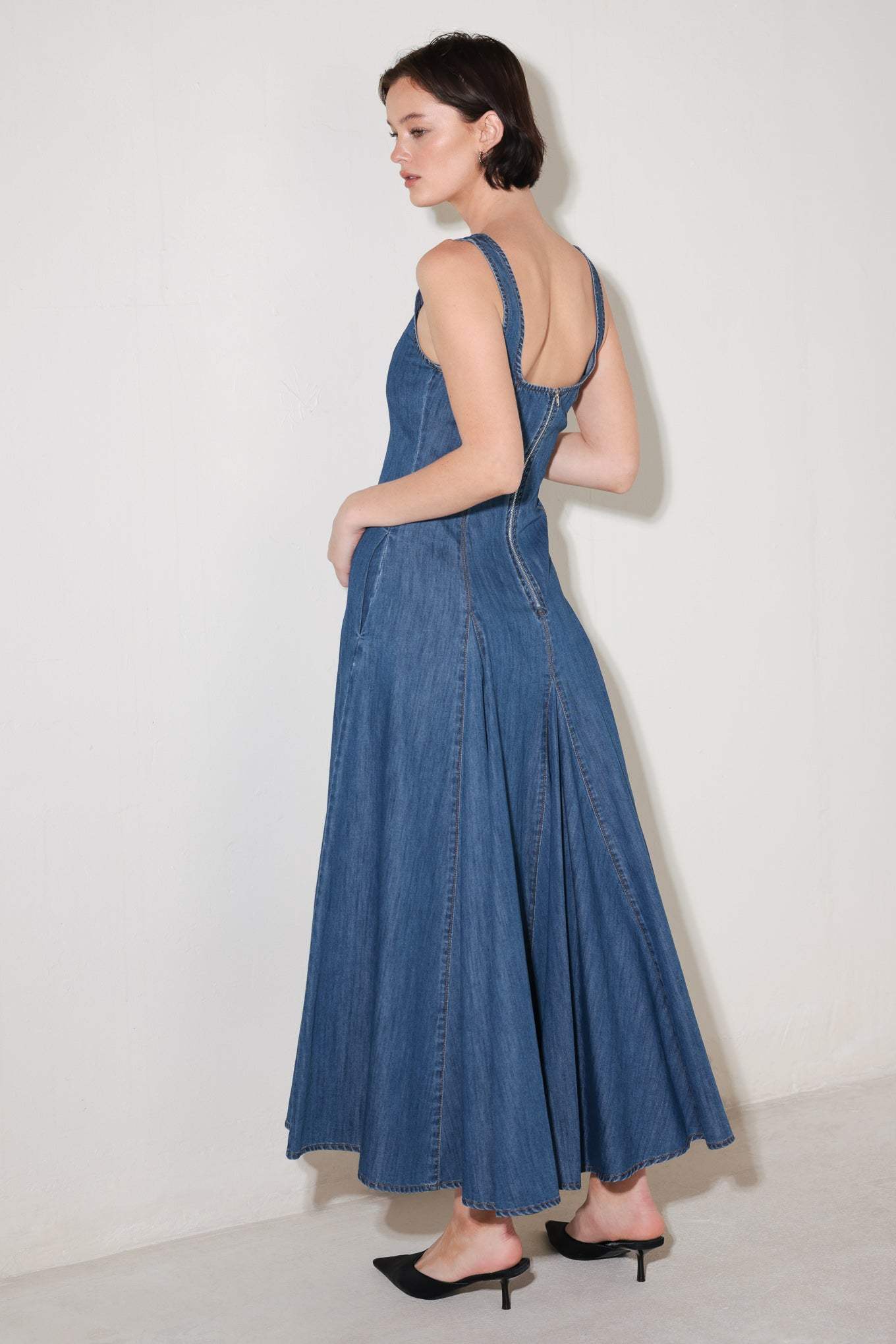 INDIGO SWAY DENIM MIDI DRESS - Flying Tomato - Flyclothing LLC