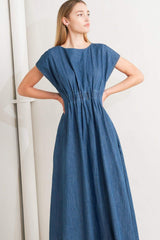 MODERN WORK DENIM MIDI DRESS - Flying Tomato - Flyclothing LLC
