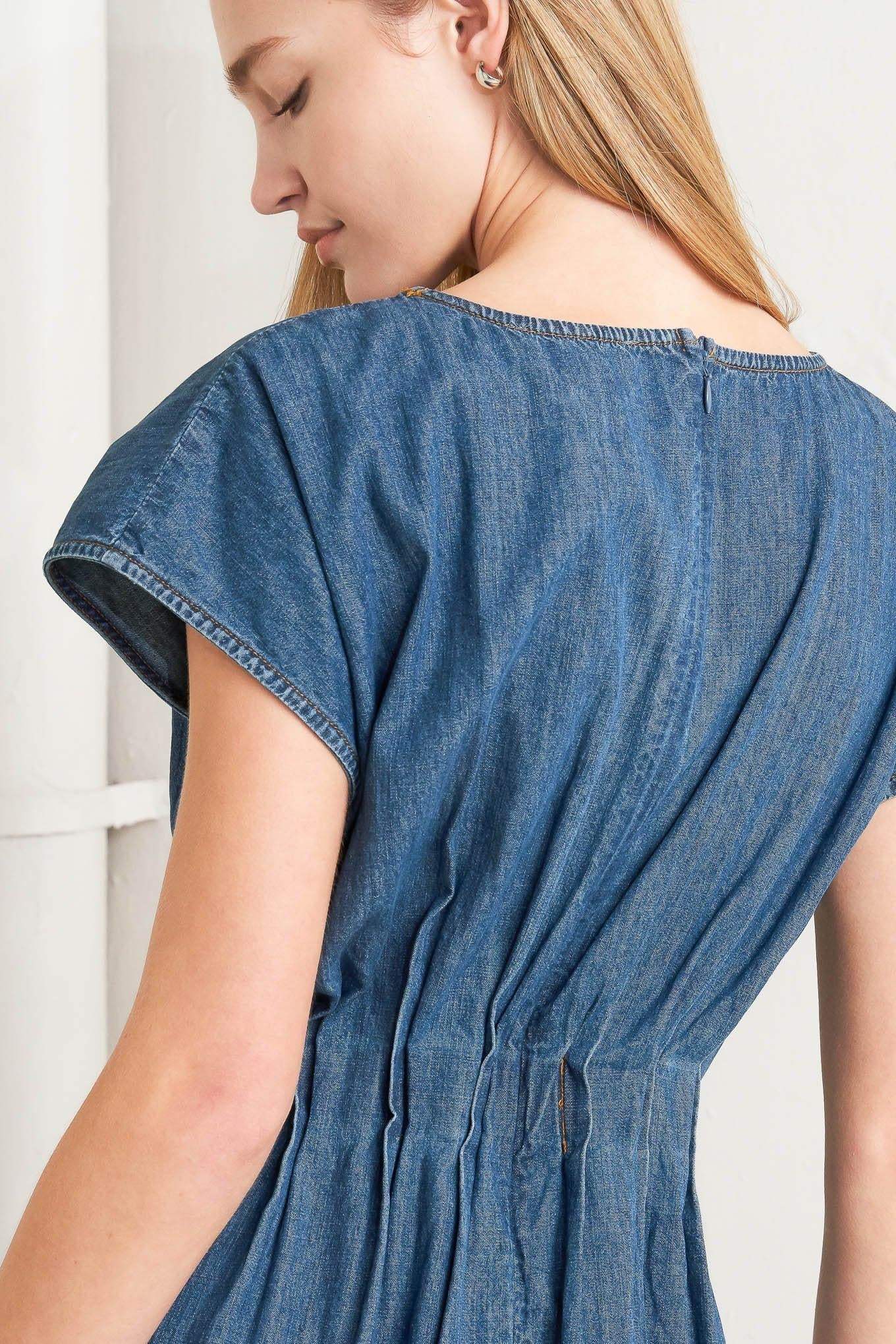 MODERN WORK DENIM MIDI DRESS - Flying Tomato - Flyclothing LLC