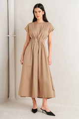 NOVA SAND WOVEN MIDI DRESS - Flying Tomato - Flyclothing LLC