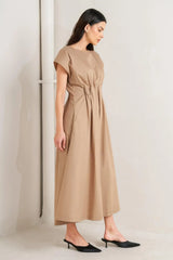 NOVA SAND WOVEN MIDI DRESS - Flying Tomato - Flyclothing LLC