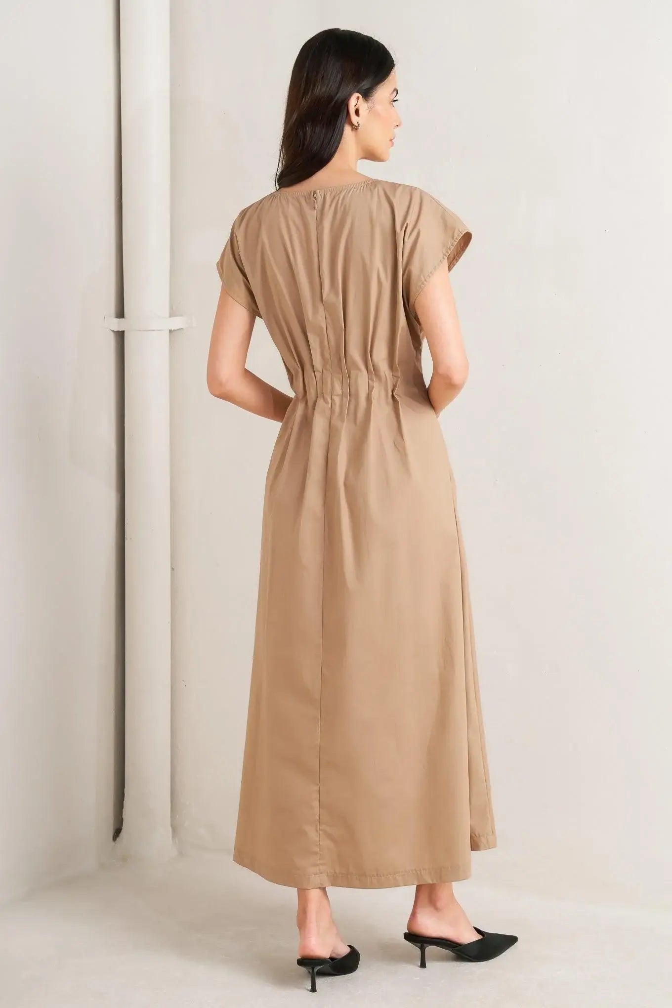 NOVA SAND WOVEN MIDI DRESS - Flying Tomato - Flyclothing LLC