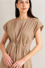 NOVA SAND WOVEN MIDI DRESS - Flying Tomato - Flyclothing LLC