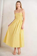LEMON KISS WOVEN MIDI DRESS - Flying Tomato - Flyclothing LLC