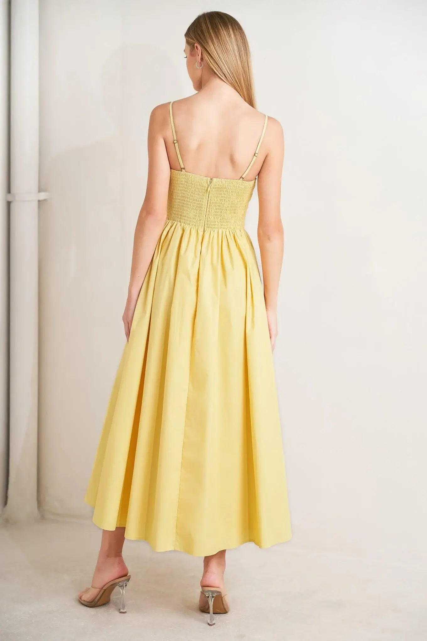 LEMON KISS WOVEN MIDI DRESS - Flying Tomato - Flyclothing LLC