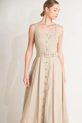 TAILORED IN SUNLIGHT WOVEN MIDI DRESS - Flying Tomato - Flyclothing LLC