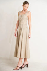 TAILORED IN SUNLIGHT WOVEN MIDI DRESS - Flying Tomato - Flyclothing LLC