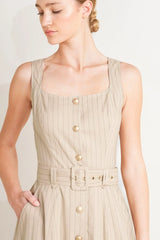 TAILORED IN SUNLIGHT WOVEN MIDI DRESS - Flying Tomato - Flyclothing LLC