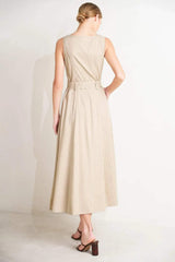 TAILORED IN SUNLIGHT WOVEN MIDI DRESS - Flying Tomato - Flyclothing LLC