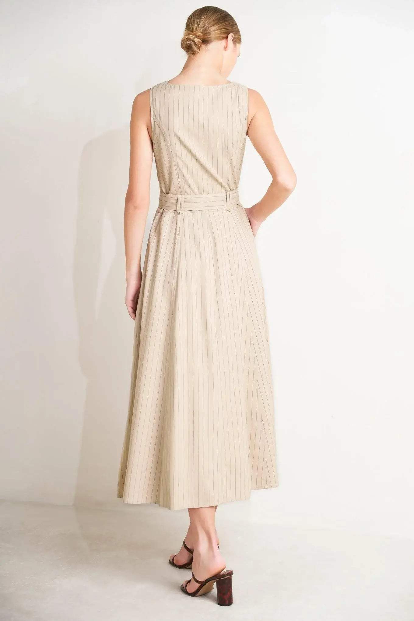 TAILORED IN SUNLIGHT WOVEN MIDI DRESS - Flying Tomato - Flyclothing LLC