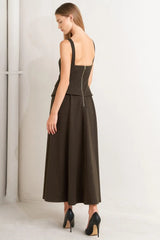 HERITAGE TAILOR WOVEN MIDI DRESS - Flying Tomato - Flyclothing LLC