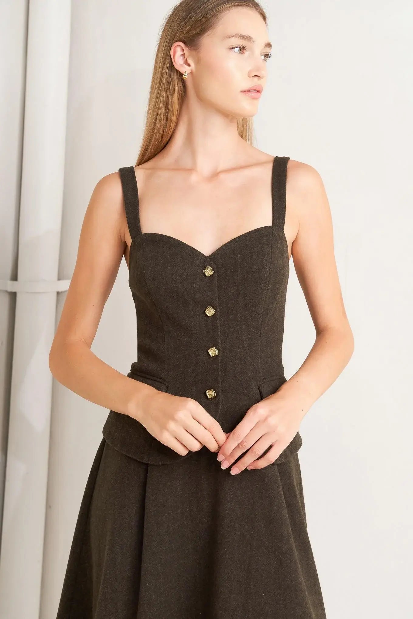 HERITAGE TAILOR WOVEN MIDI DRESS - Flying Tomato - Flyclothing LLC